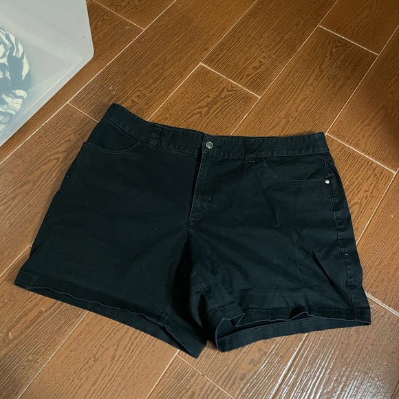Rafaella Sports Classic black shorts size 12 cotton spandex stretch four pocket - Picture 5 of 14